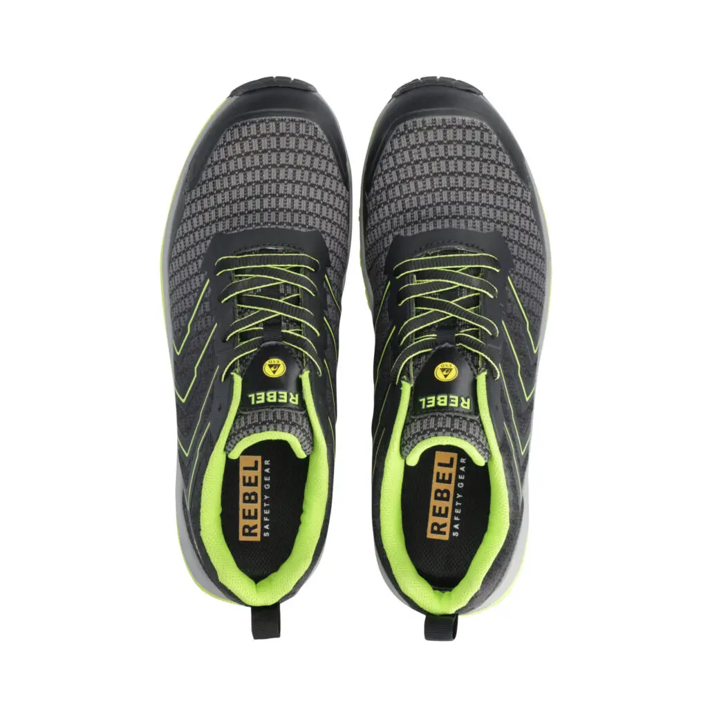 work shoe light industrial black green top rebel