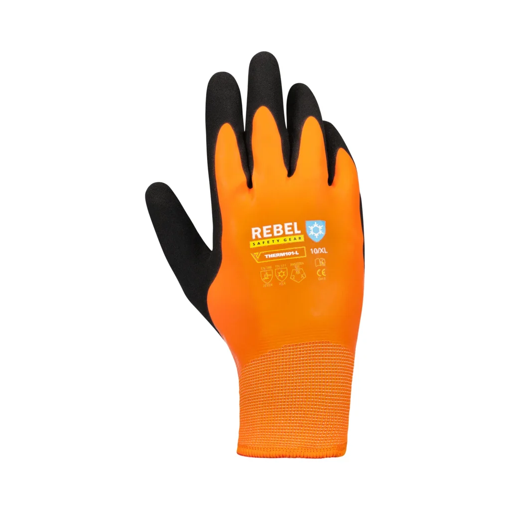 dipped orange thermo gloves back premium rebel