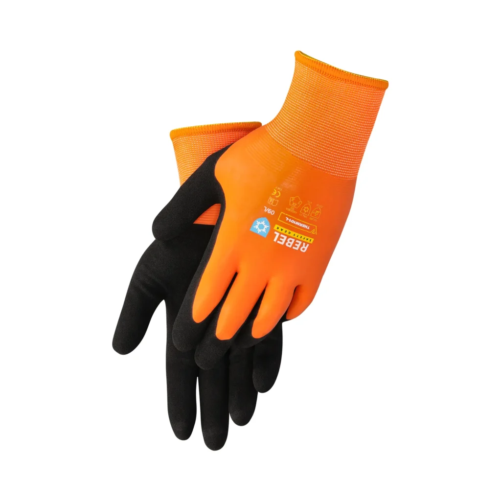 dipped orange thermo gloves top bottom premium rebel