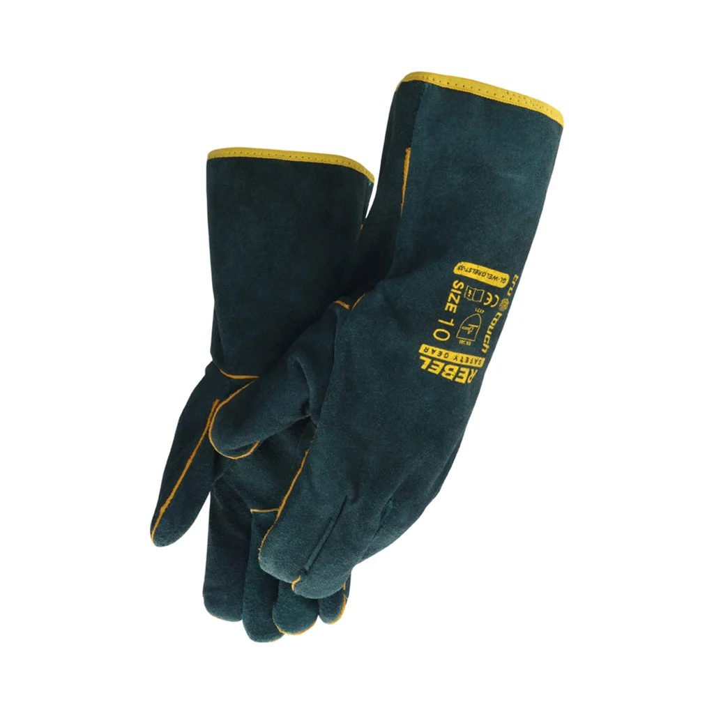 leather welders35 elbow green gloves pair rebel
