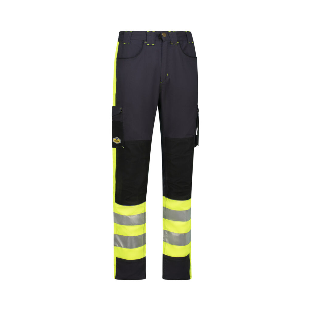 technical apparel trousers hi viz nightglo lime and gun metal men s tech gear angled rebel